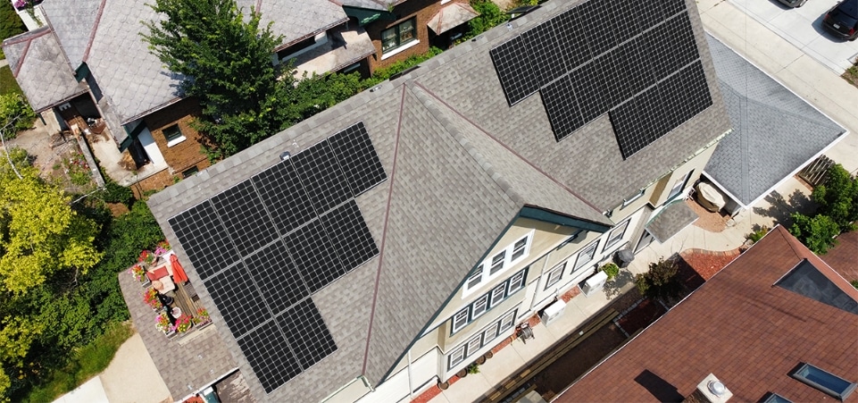 EV Charging an electric vehicle in a driveway.